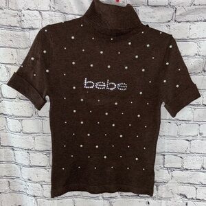 Bebe Brown Sweater Turtle Neck Shirt